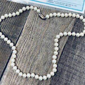 Freshwater Cultured 7 - 7.5 mm Pearl Necklace Silver Clasp 18 Inches